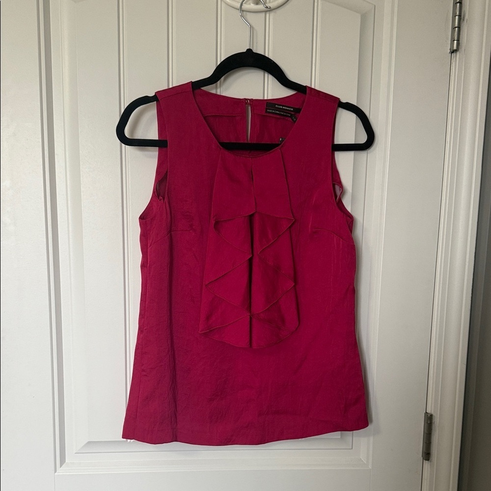 NWT!! Club Monaco - Pink Ruffle Sleeveless Blouse - Size Small